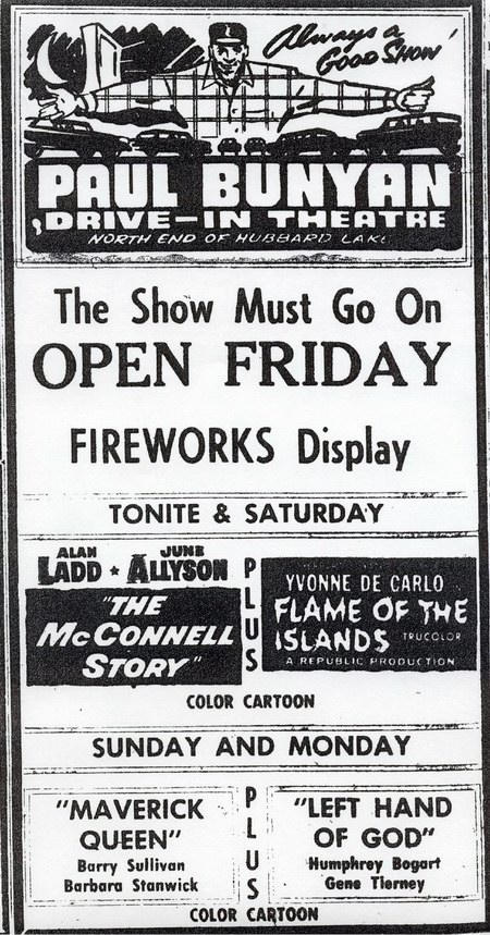 Paul Bunyan Drive-In Theatre - Summer 1956 (newer photo)